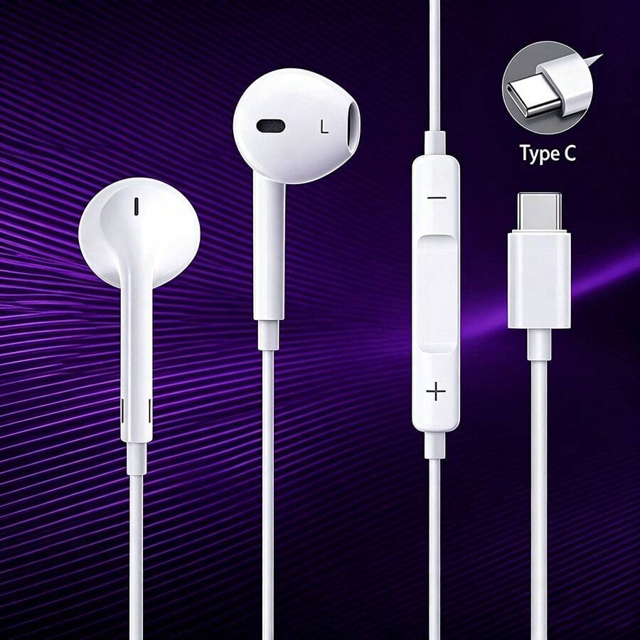 适用于 17、Air、16、15 Pro Max、Plus 和 Pro 的有线 USB Type-C 立体声耳机；适用于 15、16 Pro Max、Plus 和 Pro 的 USB-C 有线耳机；适用于安卓智能手机 Galaxy Note10/20、A53/A54 的 USB-C 有线耳机；适用于 Apple 15 的有线控制入耳式耳机；卡拉 OK 平头耳机；带麦克风的 USB-C Type-C 耳机，兼容 Galaxy S25 / S21 / S22 / S23 / S24 / Ultra / Plus / Note 20 / Z Flip / Z Fold / A15 / A16