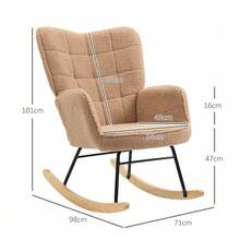 Rocking Chair, Occasional Chair, Recliner In Faux Leather, For Bedroom, Up To 120 Kg, Brown - Brown - View 3
