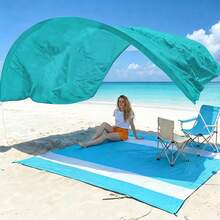 Green-Tinted Solid-Color Silent Top Beach Umbrella, Original Wind-Powered Beach Umbrella, Providing 150 Square Feet Of Shade Area, Accommodating Up To 8 People, Can Be Set Up In 2 Minutes, Comes With Wind Assistance Function. - màu xanh lá - Xem 4