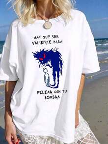 NewSummerCasual Women's 100% Cotton T-Shirt With An Eye-Catching Design, Ideal For Spring/Summer And For A Sporty/Casual Style Year-Round. Stylish, Soft, And Breathable, White With Short Sleeves, Available In Plus Sizes. - Vintage Street Style Unisex Loose Cotton Short Sleeve Crew Neck T-Shirt - 白色 11 - 查看 3