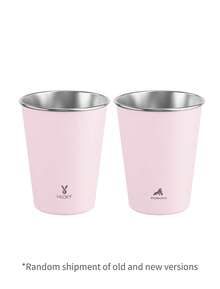 Meoky 1/4/6个装不锈钢品脱杯，金属饮水杯，不易碎，可叠放，适合成人、酒吧、家庭、餐厅、旅行、野餐、露营、户外活动 - 粉色 - 查看 3