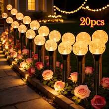 20pcs Outdoor Crystal Ball Solar Pathway Lights - 8 Lighting Modes, Colorful/Warm/White Light Options | Solar Powered Smart Bubble Lights Set | Suitable For Outdoor Use | Sensor Dimming Supported | Bubble/Line Design, Linkable | Automatic Solar Switching - Multicolor - View 3