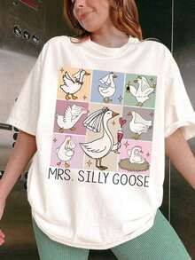 "Mrs. Silly Goose" Bridal T-Shirt, "Mrs. Silly Goose" T-Shirt, Wedding Gift For The Bridal Party, Funny Newlywed T-Shirt, Gift For Newlyweds, Bachelorette Party T-Shirt - 白色 - 查看 6