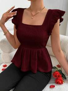 Camiseta de mujer con cuello generoso, mangas cortas y cintura ceñida, adecuada para vacaciones y citas - Granada - Ver 4