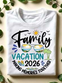 Family Vacation T-Shirt 2026, Matching Family Vacation T-Shirt, T-Shirt For Creating Memories Together, Short Sleeve T-Shirts For Family Trips, Summer Vacation Gift.CL-662 - 白色 - 查看 7