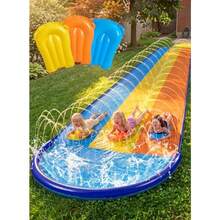 Sloosh Tobogán acuático Triple con 3 Tablas de Bodyboard, tobogán acuático de 5.5m para césped, Piscina de Verano con aspersor avanzado Integrado para niños y Adultos, diversión en el Patio Trasero - 18 - Ver 8