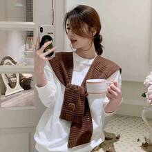 1pc Solid Color Detachable Collar, Minimalist Shirt Collar - Mocha Brown - View 11