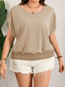 Camiseta de Pascua colorida talla grande, camiseta casual de cuello redondo holgada con cintura, vacaciones, ropa casual de verano para mujeres talla grande, Día de San Valentín, Día de San Valentín talla grande, festival de verano para mujeres - Albaricoque - Ver 3
