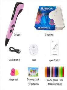 قلم رسم ثلاثي الأبعاد، قلم طباعة رسم DIY، جرافيتي ثلاثي الأبعاد، واجهة USB Type-C، بدون بطارية، مناسب للرسم الفني الإبداعي DIY، مجموعة قلم ثلاثي الأبعاد، مناسب كهدية عيد ميلاد، هدية عيد الميلاد، هدية عطلة إبداعية - مشاهدة 8