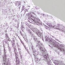 MOD Women Bowknot Strap Floral Print Long Dress For Summer,Graduation Dress,Modest Dresses For Women,Summer Dresses - Màu Lilac Tím - Xem 8