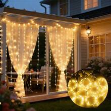 1pc, 3m X 3m / 9.8ft X 9.8ft, Remote Control Fairy Tale LED Curtain String Lights, USB Interface, Warm Light, Suitable For Christmas, Eid, Halloween, Party, Wedding, Event Atmosphere LED Lights - USB Curtain Light String - View 6