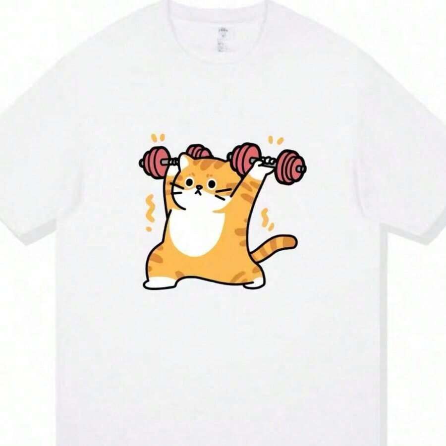 1 Piece Of Women's White Casual T-Shirt With Round Neck And Short Sleeves, Featuring An Inspirational 'Be' Print, Regular Fit, Slightly Stretchy Fabric For Everyday Comfort, 180g 100% Cotton, Designs Are Printed. Unisex. - 白色 4 - 查看 1