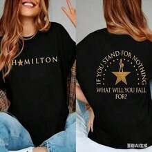 Camiseta Casual de Verano para Mujer, Camiseta de Ocio con Diseño de Hamilton, Regalo de Hamilton, Regalo de Alexander Hamilton, Camiseta para Fans, Regalo Musical Americano, Mercancía de Hamilton, Algodón Puro - Albaricoque - Ver 7