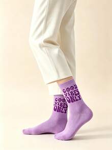 1/3/5/6 Pairs Women Letter & Flower Mid-Calf Socks, New Spring/Autumn High Elasticity Casual Tube Socks, Comfortable Soft Student Socks, Street Style Ladies Socks - Multicolor - View 8