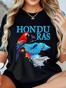 1 Women's Casual Short Sleeve Crew Neck T-Shirt - Comfortable For All Seasons, Slightly Stretchy, Regular Adult Fit, Suitable For Easter, Back To School And The Mad March, 180g 100% Cotton. - 黑色 - 查看 6