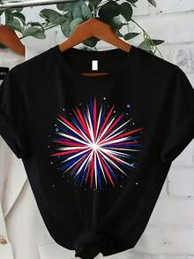 1 camiseta con la bandera de Estados Unidos, cuello redondo, camiseta casual de algodón puro para mujer, ¡un regalo elegante y versátil para citas! Ligera y transpirable, adecuada para todo tipo de cuerpos, captura sin esfuerzo el estilo moderno. 180g 100% Algodón. - Blanco - Ver 11