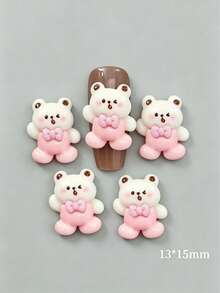 10-100個可愛3D熊貓虎紋樹脂美甲飾品，卡通動物美甲裝飾DIY美甲藝術 - 彩色 - 查看 3