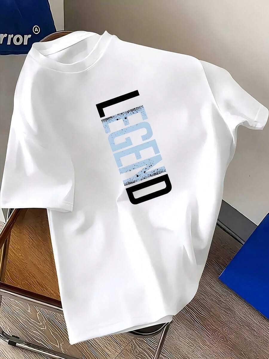 Boys' Casual Short Sleeve T-Shirt With English Capital Letter Print, Fashionable Spring/Summer Sports Top, Sizes 5-6, 6-7, 8-10, 12-14, 14-16 (Clothing Excludes, Other Decorations Not Sold), For Teenagers - 白色 - 查看 1
