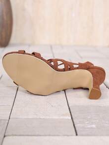 Giày sandal quai ngang gót chunky thanh lịch dành cho nữ năm 2026, phù hợp cho trang phục hàng ngày, đi làm và hẹn hò, mùa xuân/hè. - màu nâu - Xem 7