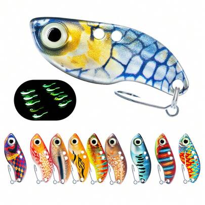 1PC Luminous Metal VIB Fishing Bait 3D Eyes Realistic Simulation Skin Sinking Hard Lure For Fresh Saltwater