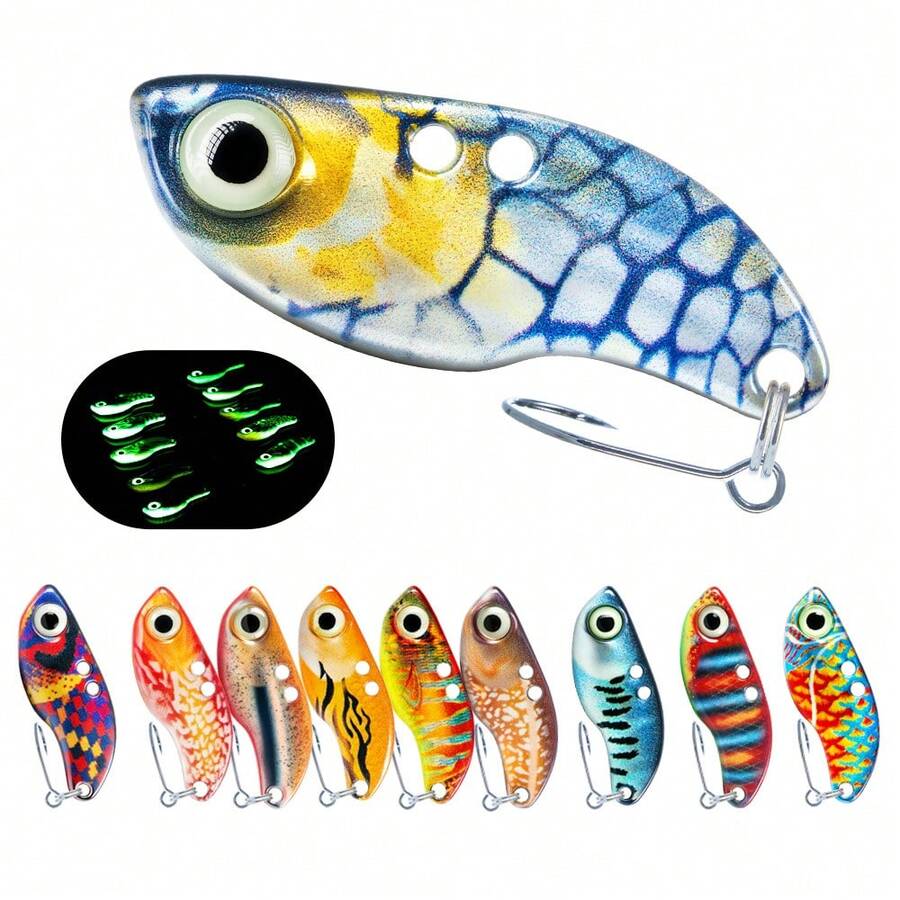 1PC Luminous Metal VIB Fishing Bait 3D Eyes Realistic Simulation Skin Sinking Hard Lure For Fresh Saltwater - V018 - View 1