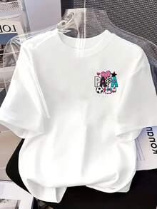 New 180g Short-Sleeved T-Shirt, 1% Cotton, With Prints On The Front And Back - DAD, Dad - Fashionable Printed T-Shirt For Women, Short-Sleeved, Suitable For All Seasons, Modern Clothing - Can Be Worn As A Base Layer In Spring And Autumn Or Alone In Summer, Unisex. - 白色 - 查看 3