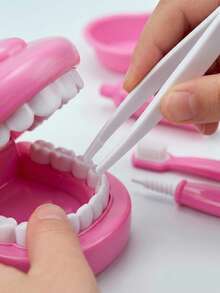Dental Pretend Play Set, Children's Toy Including Oral Model, Teeth And Tools, Parent-Child Interactive Family Game, Birthday Gift, Holiday Gift, Toys For Girls And Boys - Multicolor - View 6