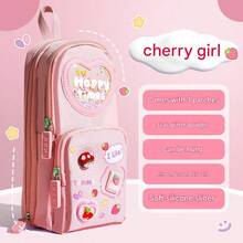 Estuche para lápices de gran capacidad y color rosa kawaii - Organizador de papelería con 3 compartimentos lindos para guardar útiles escolares, de oficina y de viaje | Regalo ideal para niñas y amantes del arte - Multicolor - Ver 7