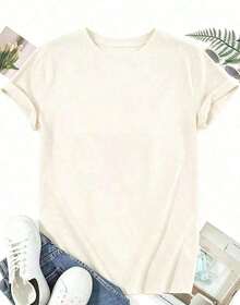 Women's Short-Sleeve T-Shirt With A Fun Chef Print. Original And Modern Design, Ideal For Cooking Enthusiasts. Soft And Comfortable Fabric, Perfect For A Casual And Stylish Look. Express Yourself With This Unique And Personality-Filled Garment! Women's Casual Blouses 100% Cotton - 杏 - 查看 3