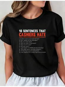 Women's Casual Sports T-Shirt - Light Gray Crew Neck Stretch T-Shirt With  Text Design On Sweatpants. Machine Washable, Comfortable Fit, And Suitable For All Seasons, Perfect For A Casual And Sporty Look. - Black - View 1