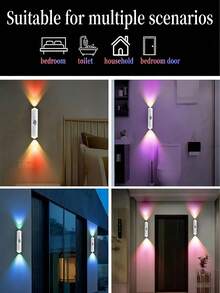 3 قطع/6 قطع مصباح حائط بحساس حركة على شكل عين القطة، قابل للشحن عبر USB، إضاءة ليلية RGB، 3/7 أوضاع ألوان، قابل للتعتيم، مناسب لغرفة النوم/السلالم/الخزانة، إضاءة حديثة بأسلوب جمالي - متعدد الألوان - مشاهدة 7