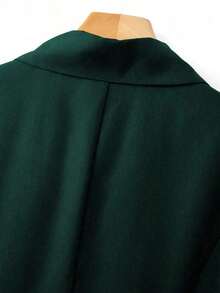 CURVE Blusa de manga de pétalo con lazo decorativo, casual/para el trabajo, talla grande de verano - Verde Oscuro - Ver 5