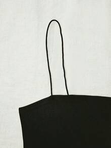 Top corto de tirantes delgado unicolor - Negro - Ver 3