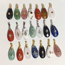 1pc Beautiful Natural Stone Crystal Long Drop Cut Faceted Pendant For DIY Jewelry Accessory Necklace Pendant - Water Droplet Cut - View 2