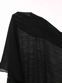 Pañuelo de playa para mujer con flecos y pompones, estilo bohemio, para cubrir y sarong - Negro 2 - Ver 8