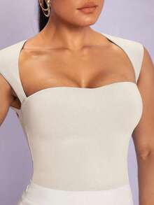Top tank escote corazón unicolor - Beis - Ver 5