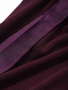 Camiseta ajustada de mujer casual y deportiva con lazo, top morado - Morado - Ver 3