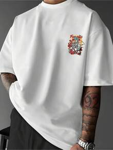 Camisa de manga corta estampada versátil para hombre, primavera-verano - Negro - Ver 11