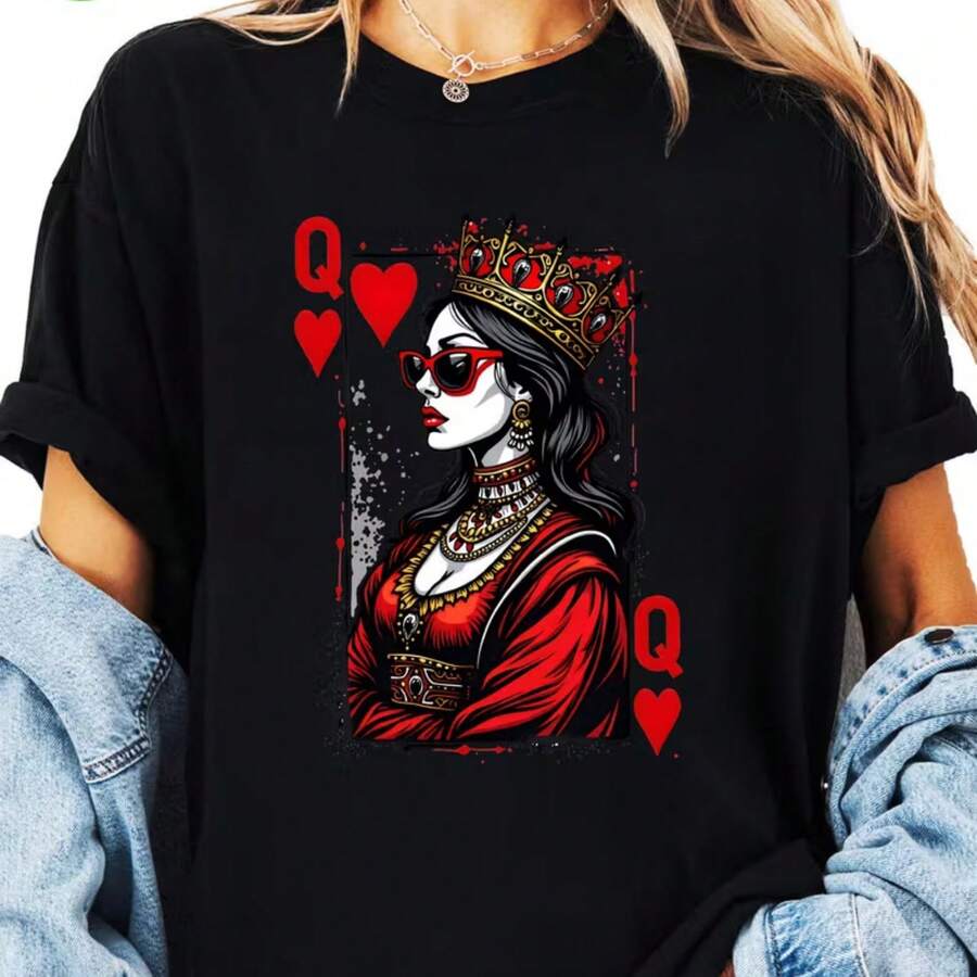 Printed T-Shirt For Men And Women - 黑色 - 查看 1