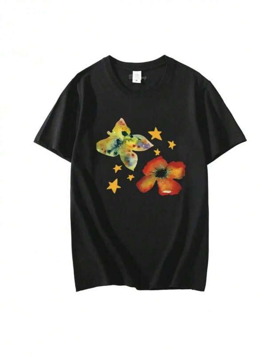 Camiseta de Adrianne Lenker Songs Starry, camisetas de manga corta de verano, ropa de calle unisex, hip hop, camisetas gráficas para hombres y mujeres - Negro - Ver 1