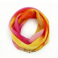 1pc Rainbow Gradient Striped Plaid Magnetic Clasp Scarf, Colorful Contrast Patchwork Design Printed Scarf, Easy Wear Infinity Scarf With Magnetic Closure, Lightweight Soft Silky Breathable Neckerchief, Gift For Women - Multicolor - View 10