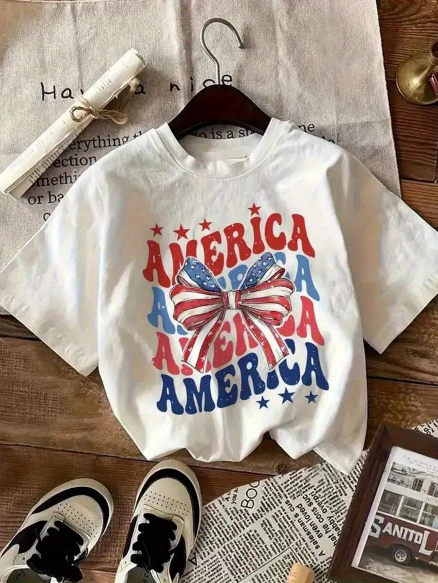 1 Women's Pure Cotton T-Shirt With Letter And Anime Print, Simple Design, Comfortable And Breathable, Suitable For Daily Casual Wear, Showing A Natural And Elegant Style, Must-Have For Summer Parties, Local Shipping, 180g 100% Cotton. - 白色 - 查看 1