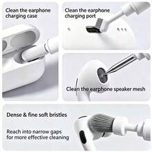 1 pieza Kit de limpieza electrónico multifuncional 5 en 1 - Adecuado para AirPods, teléfonos, cámaras, teclados y portátiles - Caja de almacenamiento portátil con pin de tarjeta SIM - Multicolor - Ver 2