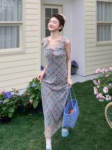 Women Long Dresses - Navy Blue - View 4