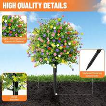 1/3pcs 18-Inch Artificial Ground Stake Flowers, Artificial Camellia And Eucalyptus Leaves With Ground Stakes (Random Colors), UV Resistant Non-Fading Garden Decor, Suitable For Outdoor Patio, Yard, Lawn, Pathway, Porch, Backyard, Cemetery Decoration, Indoor Balcony, Home, Wedding Party Arrangement - Multicolor - View 3