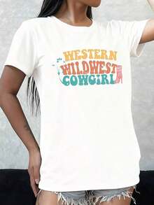 Women's T-Shirt: A Cute And Stylish Short-Sleeved, Crew-Neck T-Shirt With A Cat Print, Perfect For Women. It's Machine Washable And Ideal For Casual Streetwear, Making It A Great Gift Choice For Home Or Office. - 白色 - 查看 6