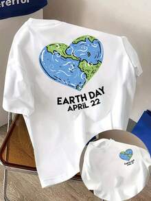 New 2026 Collection: Cotton T-Shirt - Fashionable Earth Day Print - Women's Fashionable Print T-Shirt For Spring/Summer, Fashion Item, Short Sleeve T-Shirt. - 白色 - 查看 8