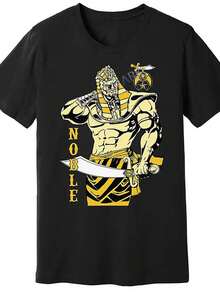 Men's Oversized T-Shirt With Fun Shriner Noble Pharaoh Mason Print AEAONMS, Premium Black, Short Sleeve, Casual, Egyptian Pharaoh Design, Machine Washable, Father's Day Gift Idea, Oversized T-Shirt With Bold Print, Comfortable Crew Neck, Medium Stretch Fabric, Suitable For Travel, Home And Parties, Perfect Gift For Women And Men. - 黑色 - 查看 6