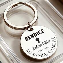 Llavero de acero inoxidable inspirador, grabado con texto en español, duradero y elegante, regalo de cumpleaños ideal para amigos, accesorio religioso | Llavero decorativo | Llavero duradero - Plateado - Ver 7