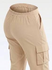 Wide Leg Plus Size Winter High Waist New Release Cold Autumn Elegant Palazzo Pants With Side Pockets Cargo Butt Lifting Premium Tailoring Sizes 46 To 56 - 米色 - View 7